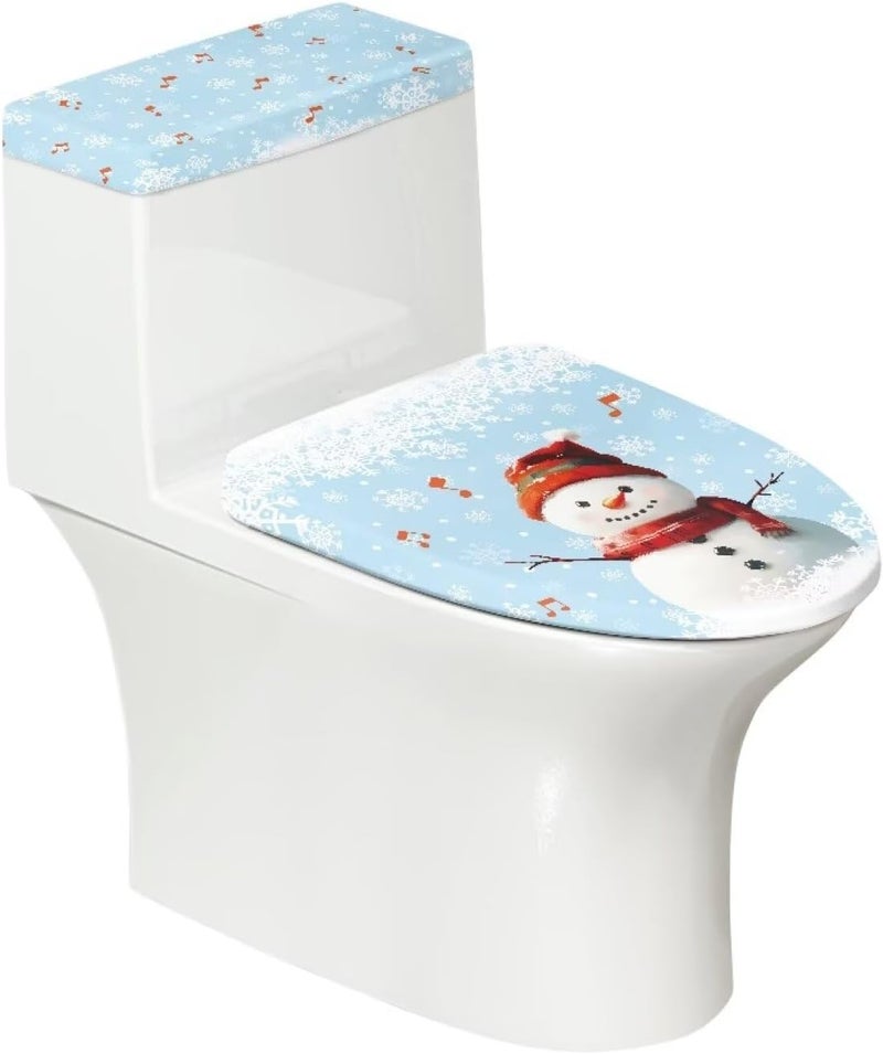 Kathyboom Christmas Snowman Notes Toilet Lid Cover Tank Lid Cover Toilet Seat Covers Bathroom Accessories Fit Most Round Elongated Oval Toilet Xmas Decorations for Home - Image 1